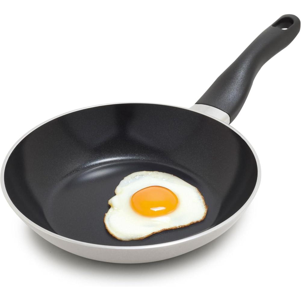Deco 9.5 Nonstick Frying Pan Skillet, Made in Italy, Diamond Ceramic PFAS-Free, Dishwasher & Metal Utensil Safe, Durable Gloss Enamel Finish, Stay-Cool Handle, High Walls-Extra Room, Taupe(Taupe)