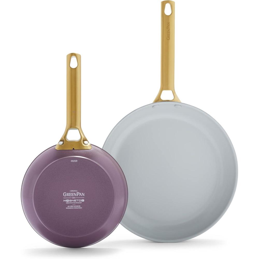 GreenPan Padova Hard Anodized Healthy Ceramic Nonstick, 10″ and 12″ Frying Pan Skillet Set, PFAS-Free, Induction, Dishwasher Safe, Truffle Brown(Eggplant Purple)