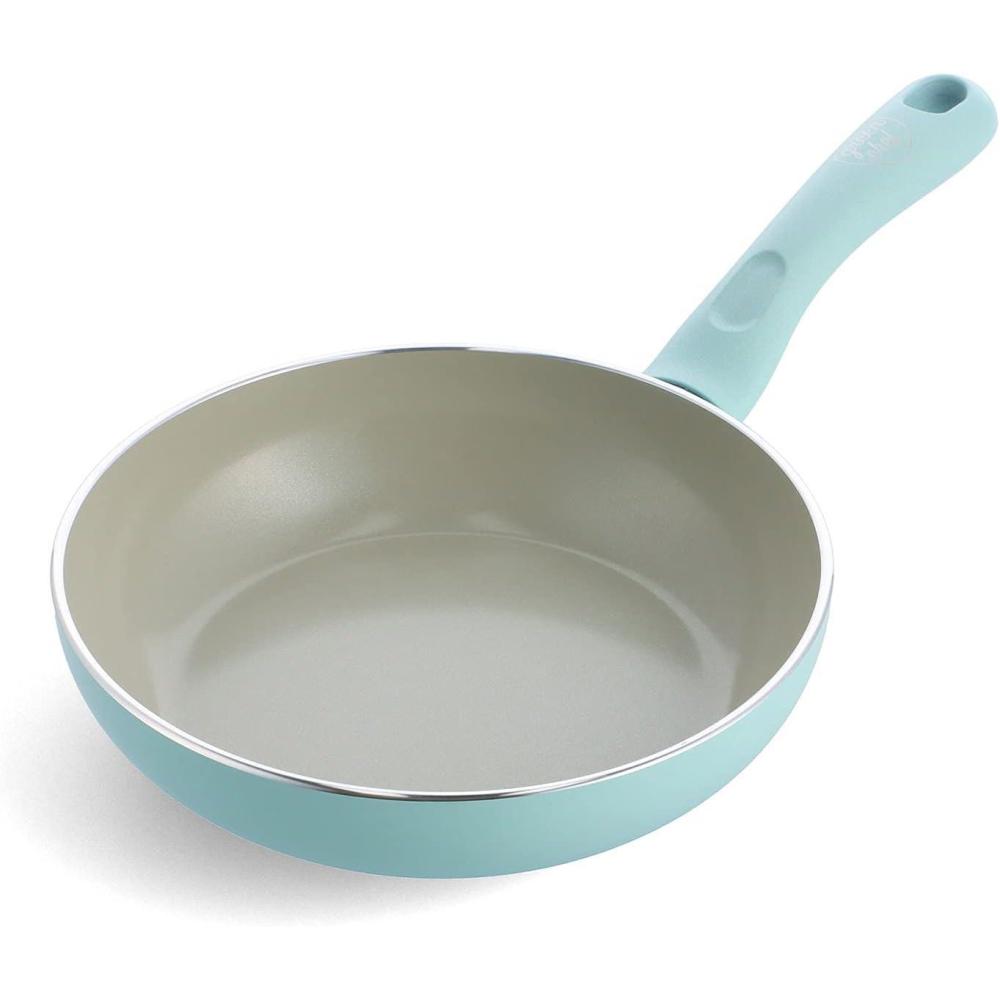 Greenpan Green Chef Fry Pan 7.9 inches (20 cm), IH Compatible, Ceramic Finish, Non-Stick Interior and Exterior for Easy Care, Non-Toxic, Earth Color, Quartz Gray(mintgreen)
