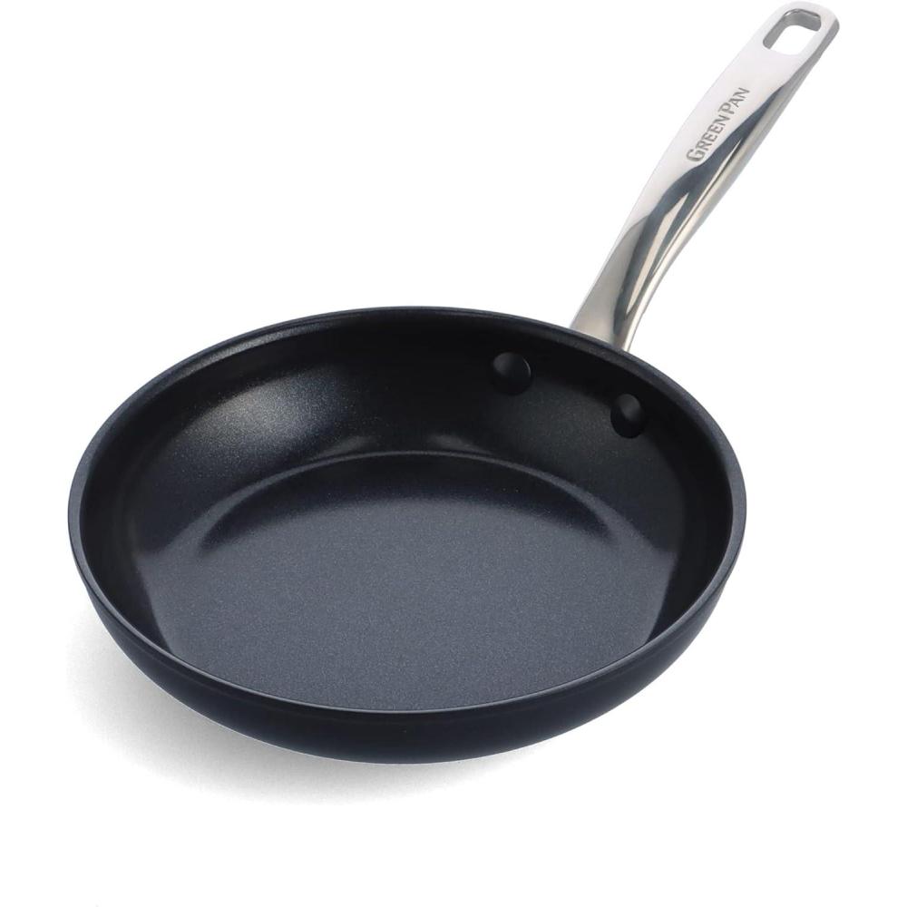 GreenPan Chatham Black Prime Midnight Hard Anodized Healthy Ceramic Nonstick, 12″ Frying Pan Skillet with Lid, PFAS-Free, Dishwasher Safe, Oven Safe, Black(Black)