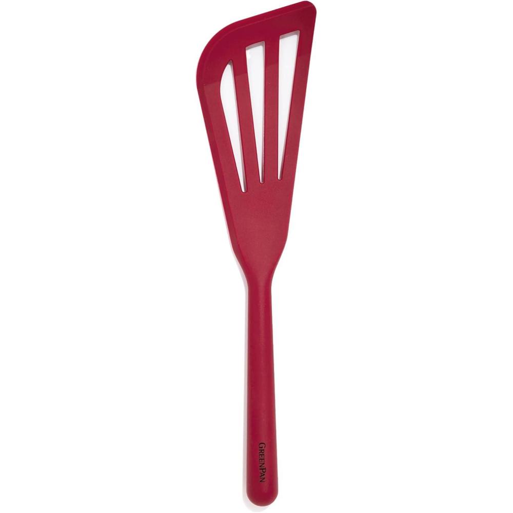 GreenPan Silicone Solid Turner Spatula, Flipping Cooking Kitchen Utensil, Flexible Rubber Nonstick Cookware, Rigid Steel Core, Heat-Resistant, Anti-Slip Handle, BPA-Free, Dishwasher Safe, Blue(Red)