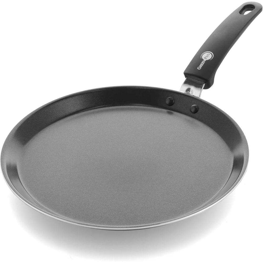 GreenPan Pancake Pan, Non Stick, Toxin Free Ceramic Frying Pan – Induction, Oven & Dishwasher Safe Cookware – 28 cm, Black(28 cm – Pancake Pan)