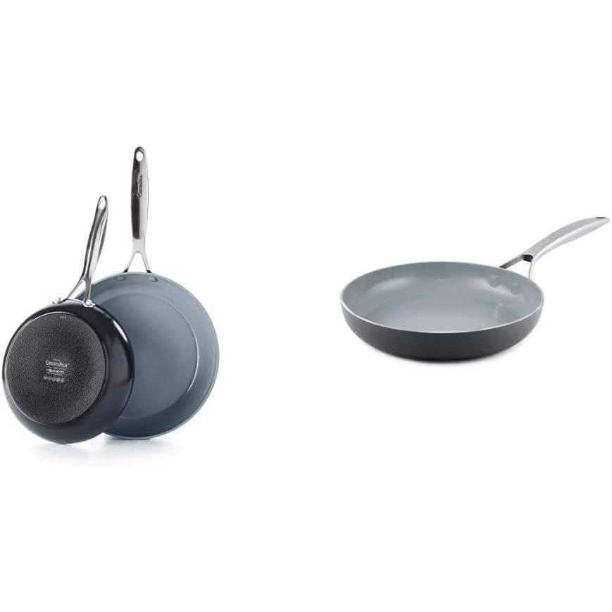 GreenPan Valencia Pro and Paris Pro Healthy Ceramic Nonstick Frying Pan Skillet Set, 10″, 12″, and 8″, PFAS-Free