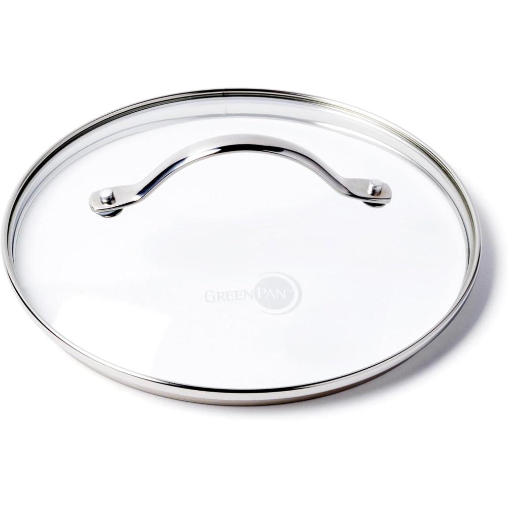 GreenPan 8.5″ Universal Glass Lid with Stainless Steel Handle, Tempered Glass Lid for Frying Pan Skillet, PFAS-Free(Silver)