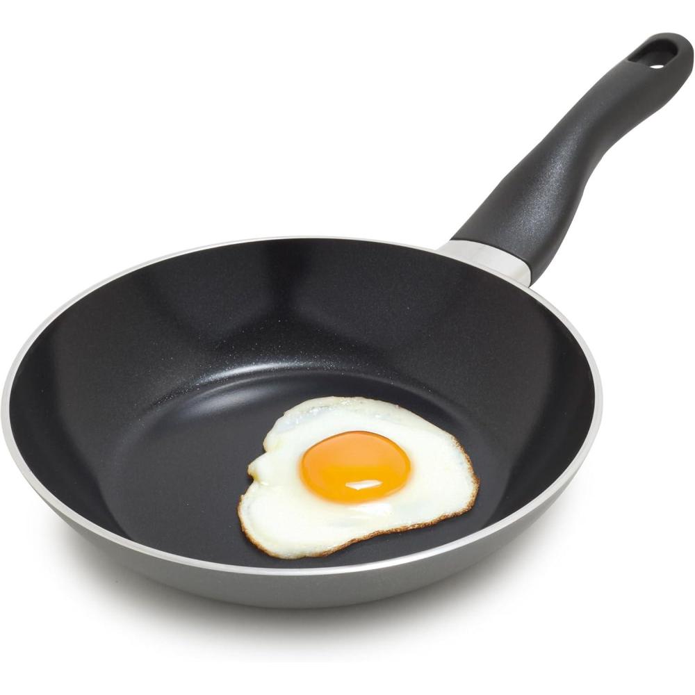 Deco 9.5 Nonstick Frying Pan Skillet, Made in Italy, Diamond Ceramic PFAS-Free, Dishwasher & Metal Utensil Safe, Durable Gloss Enamel Finish, Stay-Cool Handle, High Walls-Extra Room, Taupe(Gray)