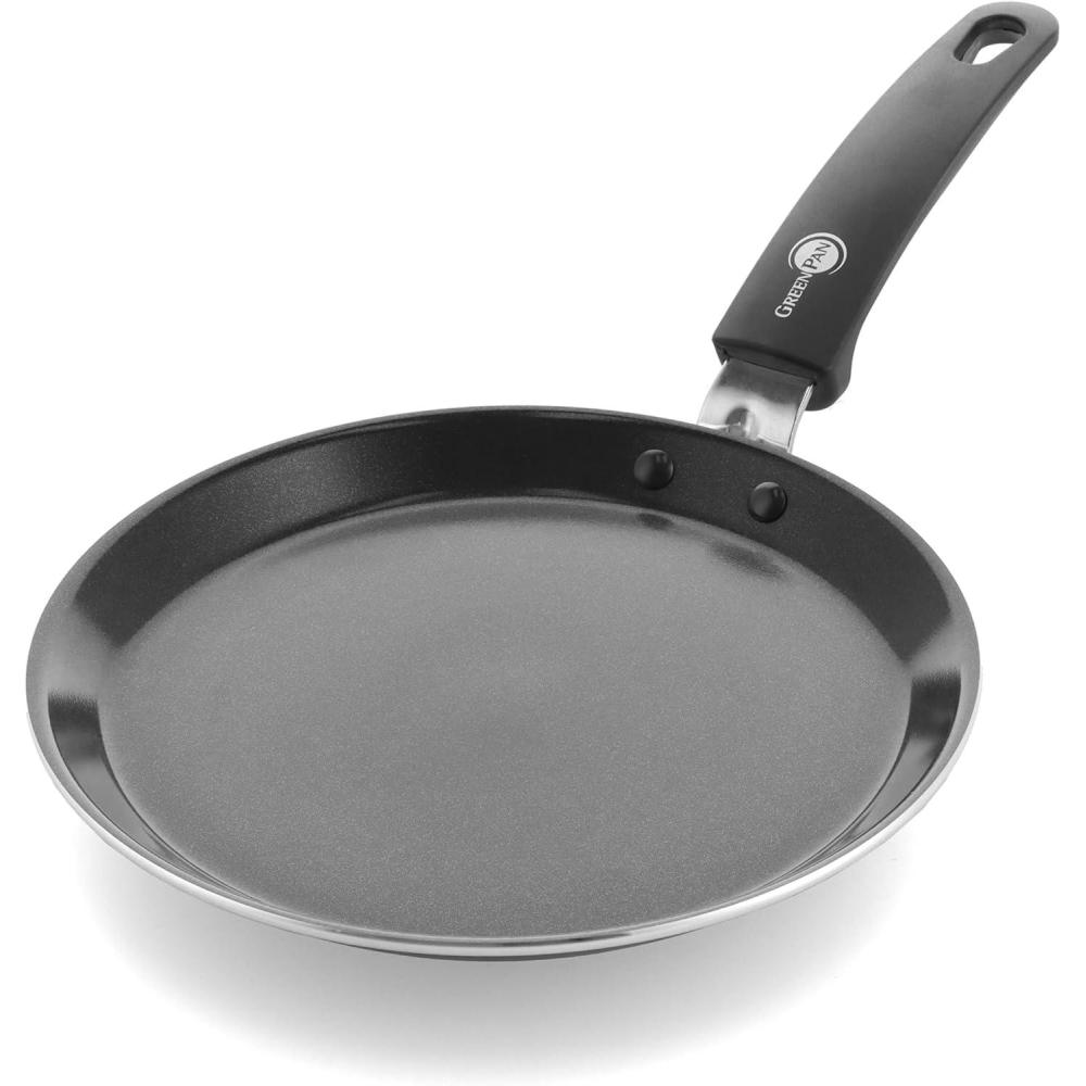 GreenPan Pancake Pan, Non Stick, Toxin Free Ceramic Frying Pan – Induction, Oven & Dishwasher Safe Cookware – 28 cm, Black(24 cm – Pancake Pan)