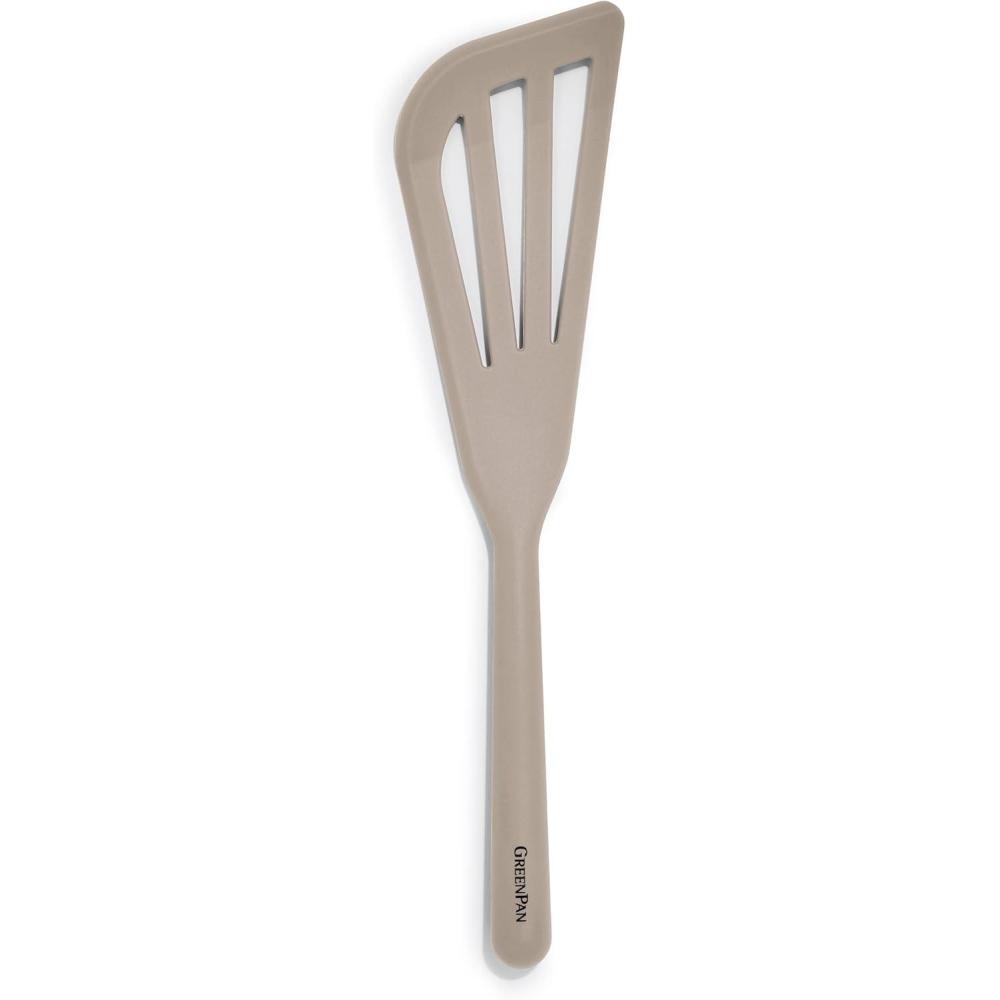 GreenPan Silicone Solid Turner Spatula, Flipping Cooking Kitchen Utensil, Flexible Rubber Nonstick Cookware, Rigid Steel Core, Heat-Resistant, Anti-Slip Handle, BPA-Free, Dishwasher Safe, Blue(Taupe)
