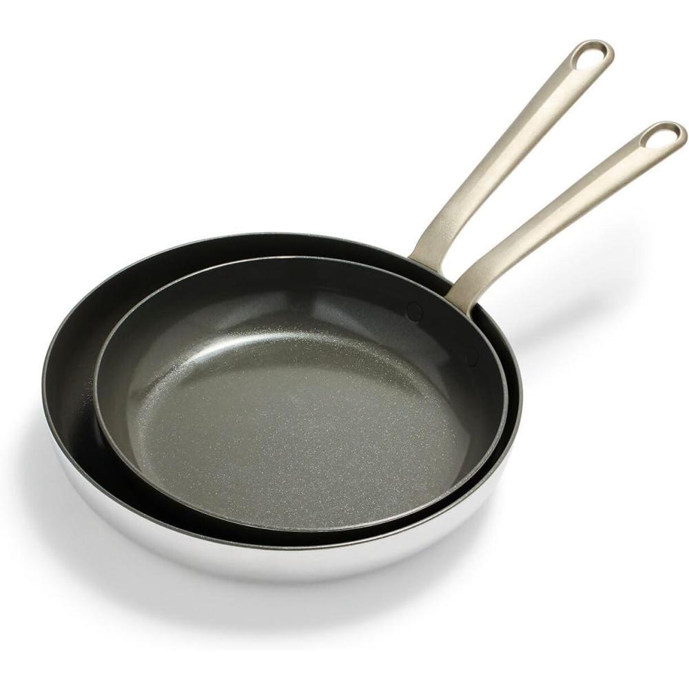 GreenPan Craft Steel Skillet Set, 9.5″ & 11″, Silver