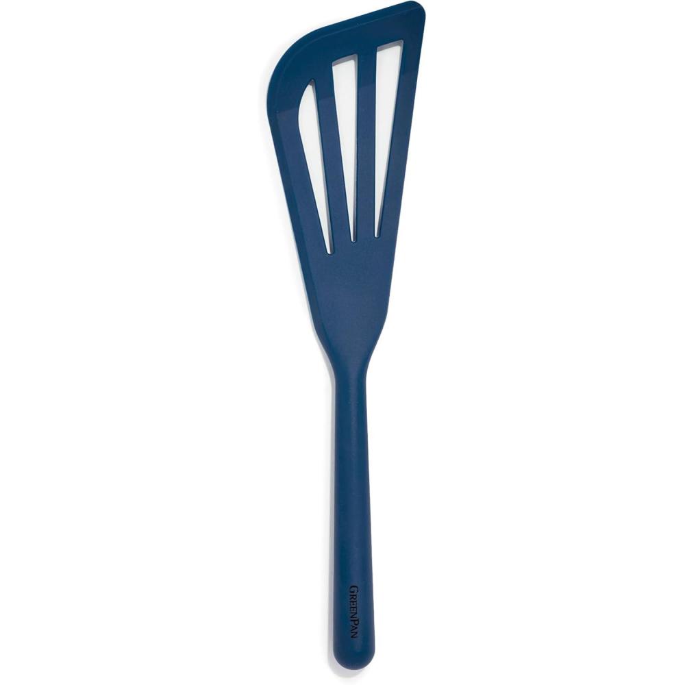 GreenPan Silicone Solid Turner Spatula, Flipping Cooking Kitchen Utensil, Flexible Rubber Nonstick Cookware, Rigid Steel Core, Heat-Resistant, Anti-Slip Handle, BPA-Free, Dishwasher Safe, Blue(Oxford Blue)