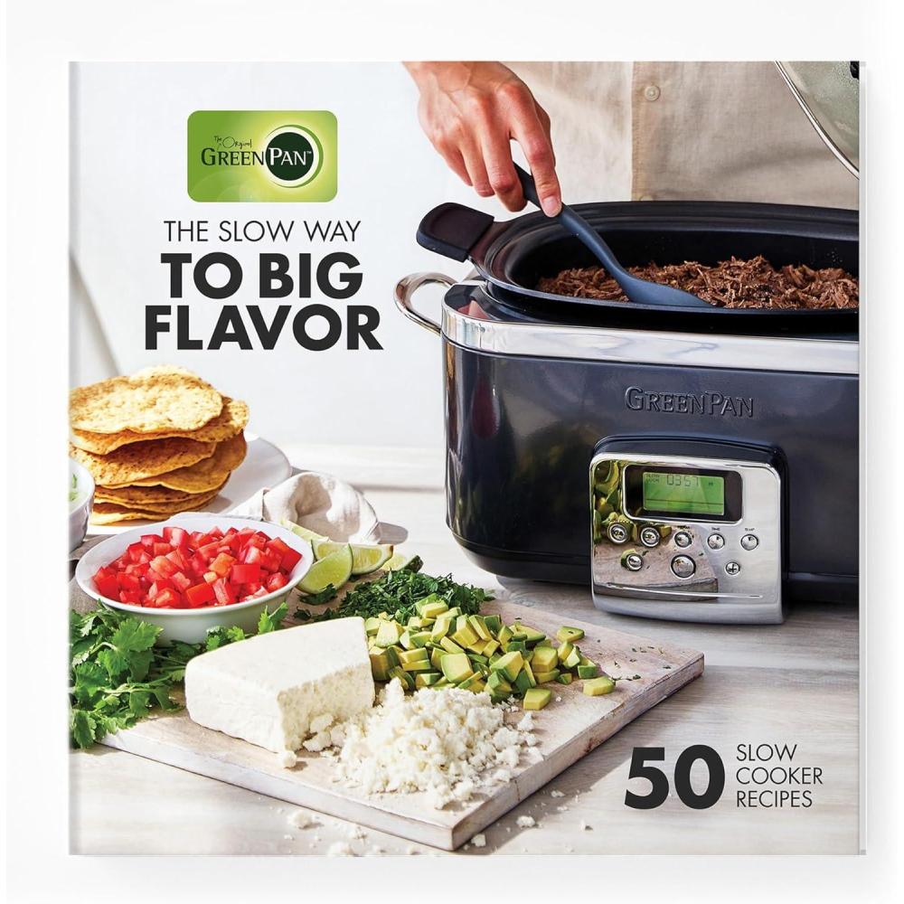 GreenPan Elite Electric Slow Cooker Cookbook, Hardcover, 50 Simple Step Recipes, Breakfast Lunch Dinner Dessert Meals, Quick Easy Tips(White)