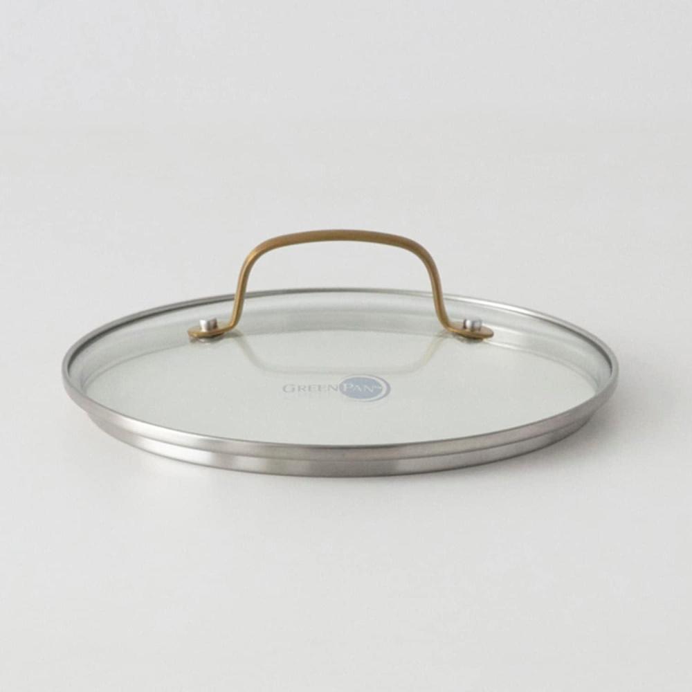Green Pan Glass Lid, 10.2 inches (26 cm), Stainless Steel, Gold Handle, Fully Physical Strengthening, Dishwasher Safe(E. Glass lid 20cm)