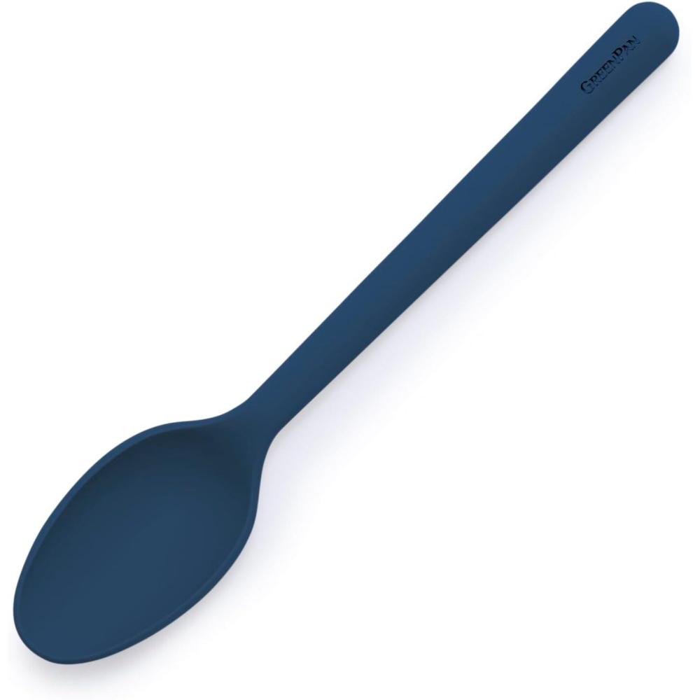 GreenPan Silicone Ultimate Spoon, Mixing Stirring Serving Cooking Kitchen Utensil, Flexible Rubber Nonstick Cookware, Rigid Steel Core, Heat-Resistant, Anti-Slip Handle BPA-Free Dishwasher Safe, Navy(Navy)