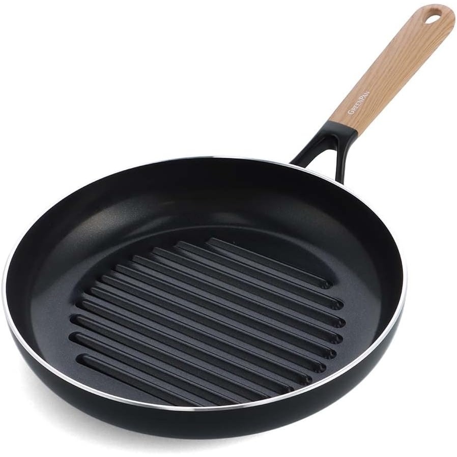 GreenPan SmartShape Healthy Ceramic Nonstick, 11″ Frying Pan Skillet, PFAS-Free, Dishwasher Safe, Black(Light Wood)