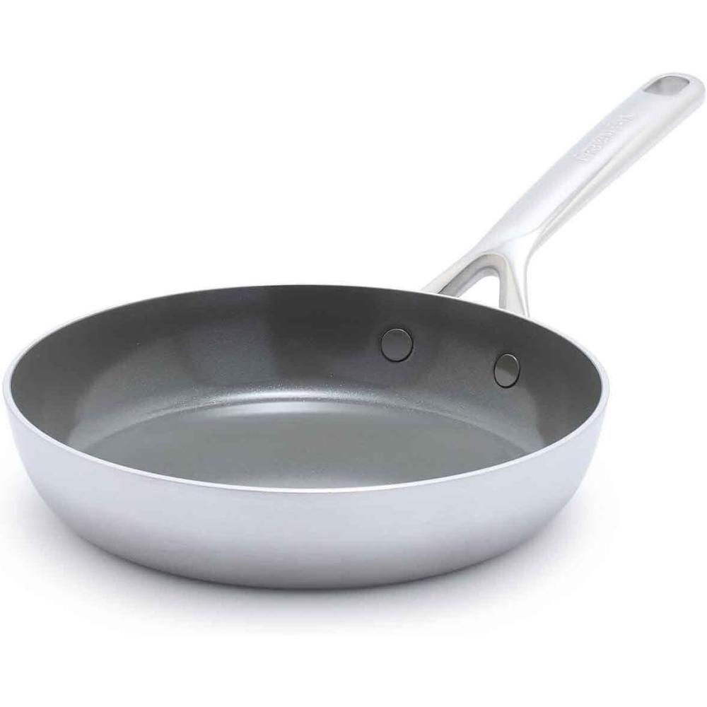 GreenPan GP5 Stainless Steel 5-Ply Healthy Ceramic Nonstick 8″ Frying Pan Skillet, Scratch Resistant, Induction, Dishwasher & Oven Safe, PFAS-Free