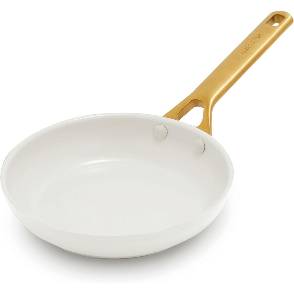 GreenPan Nonstick Reserve Pro 8″ Frying Pan, NSF Certified Ceramic, Hard Anodized PFAS-Free Skillet, Stainless Steel Handles, Oven & Dishwasher Safe, Twilight Blue(Cream White)