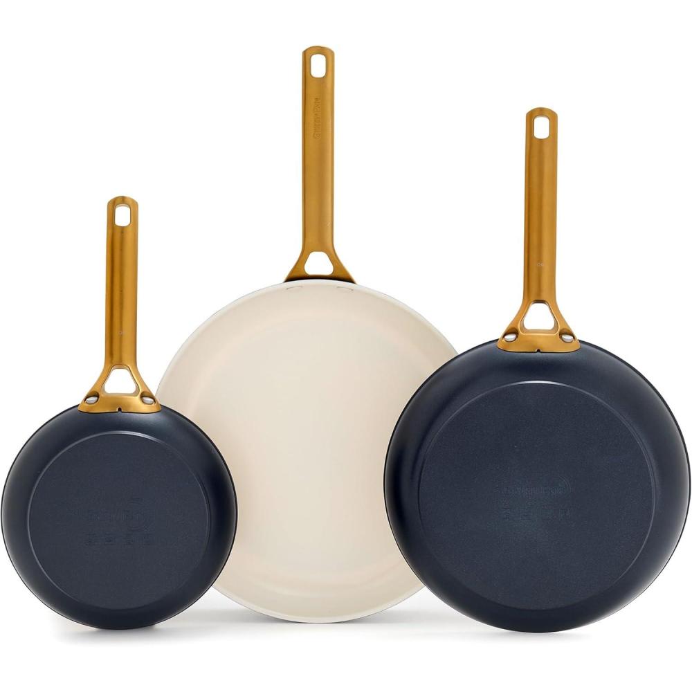 GreenPan Nonstick Reserve Pro 8″, 10″ & 12 Frying Pan Set, NSF Certified Ceramic, Hard Anodized PFAS-Free Skillets, Stainless Steel Handles, Oven & Dishwasher Safe, Twilight Blue(Twilight Blue)