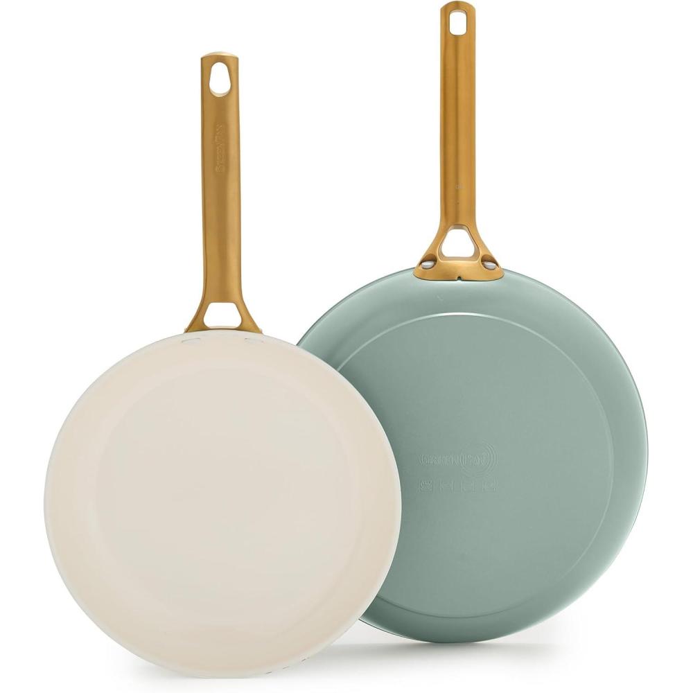 GreenPan Nonstick Reserve Pro 10 & 12 Frying Pan Set, NSF Certified Ceramic, Hard Anodized PFAS-Free Skillets, Stainless Steel Handles, Oven & Dishwasher Safe, Moss Green(Moss Green)