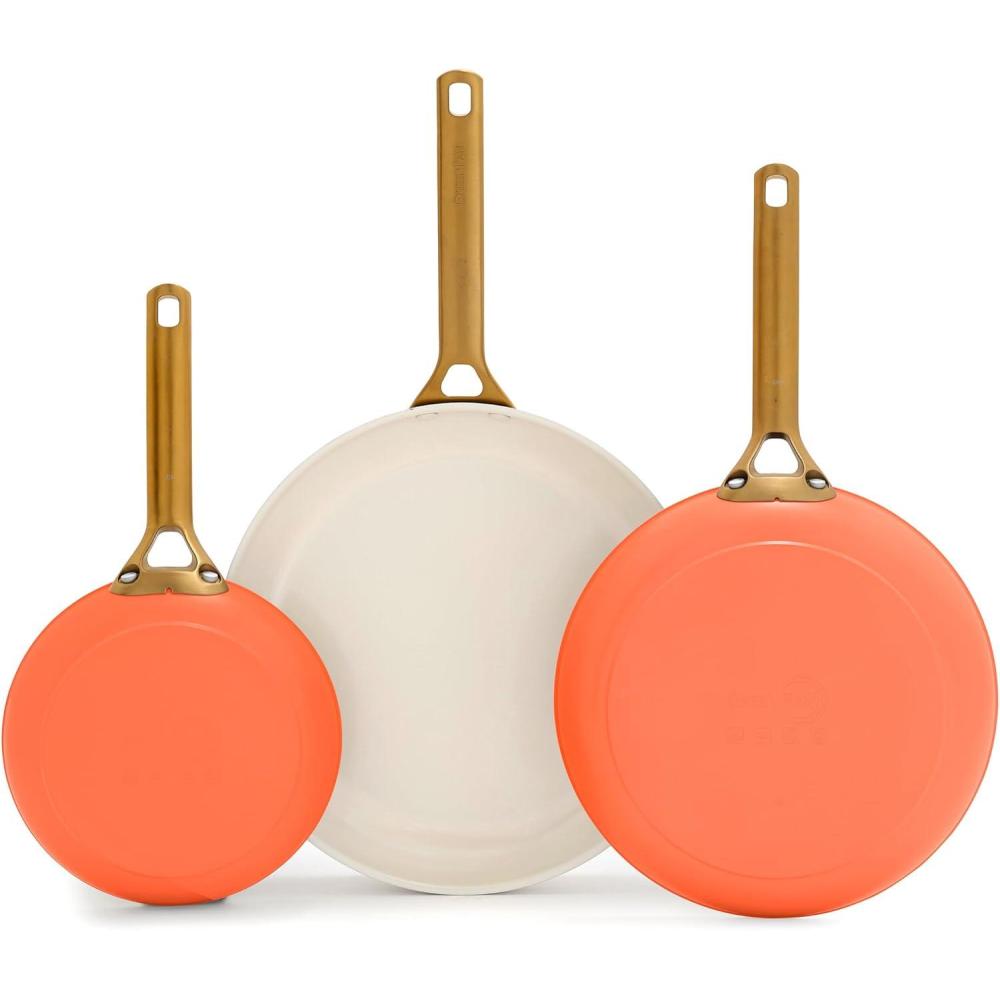 GreenPan Nonstick Reserve Pro 8″, 10″ & 12 Frying Pan Set, NSF Certified Ceramic, Hard Anodized PFAS-Free Skillets, Stainless Steel Handles, Oven & Dishwasher Safe, Twilight Blue(Harvest Orange)