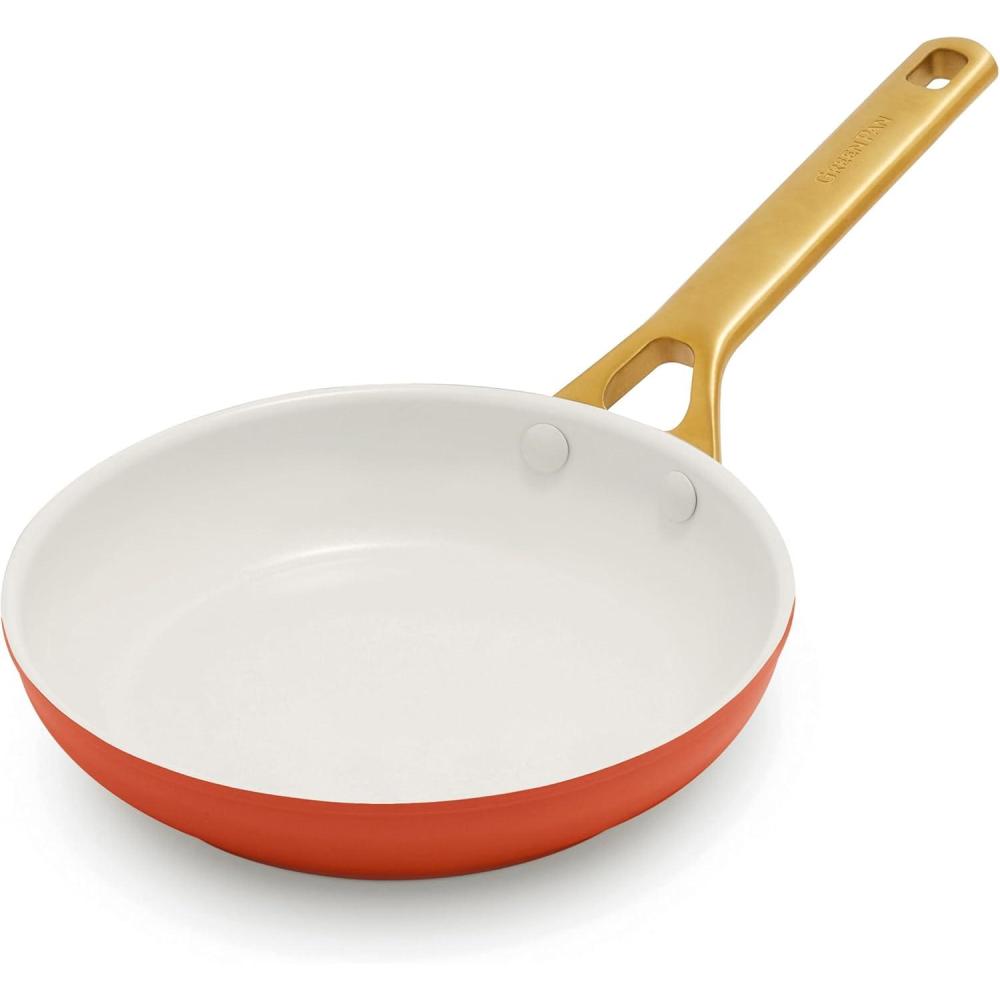 GreenPan Nonstick Reserve Pro 8″ Frying Pan, NSF Certified Ceramic, Hard Anodized PFAS-Free Skillet, Stainless Steel Handles, Oven & Dishwasher Safe, Twilight Blue(Harvest Orange)