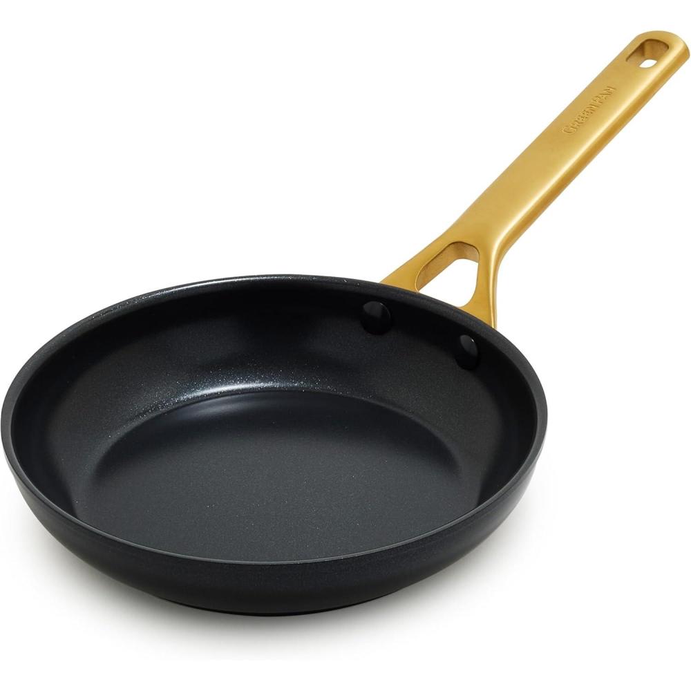 GreenPan Nonstick Reserve Pro 8″ Frying Pan, NSF Certified Ceramic, Hard Anodized PFAS-Free Skillet, Stainless Steel Handles, Oven & Dishwasher Safe, Twilight Blue(Black)