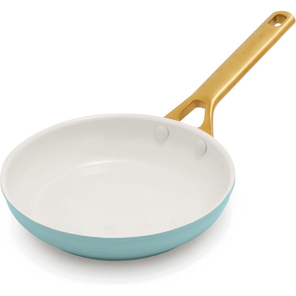 GreenPan Nonstick Reserve Pro 8″ Frying Pan, NSF Certified Ceramic, Hard Anodized PFAS-Free Skillet, Stainless Steel Handles, Oven & Dishwasher Safe, Twilight Blue(Seaside Blue)