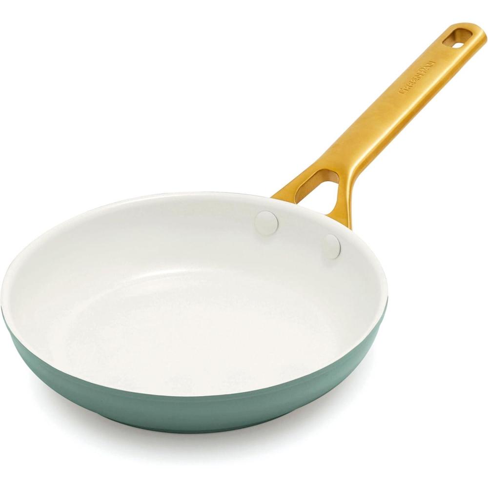GreenPan Nonstick Reserve Pro 8″ Frying Pan, NSF Certified Ceramic, Hard Anodized PFAS-Free Skillet, Stainless Steel Handles, Oven & Dishwasher Safe, Twilight Blue(Moss Green)