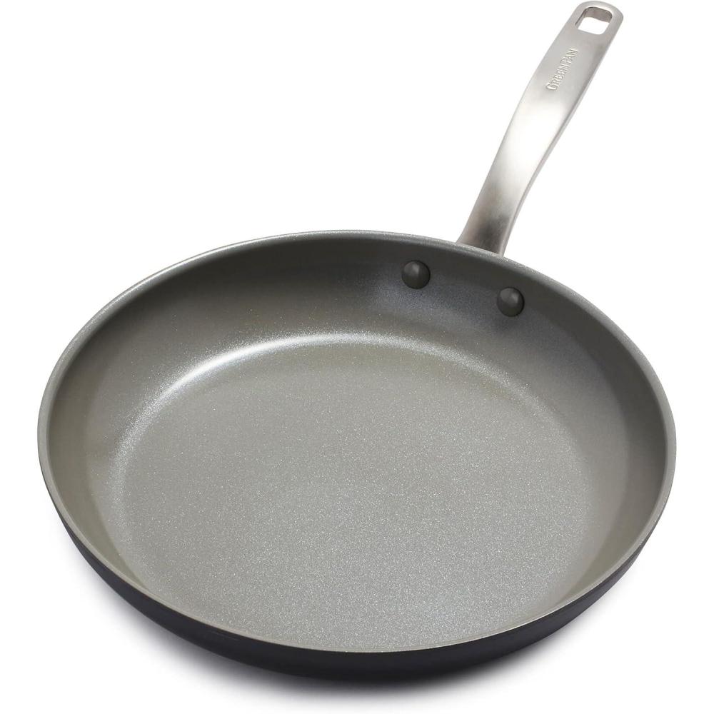 GreenPan Chatham Hard Anodized Healthy Ceramic Nonstick, 10″ Frying Pan Skillet, PFAS-Free, Dishwasher Safe, Oven Safe, Gray(11″ Frying Pan Skillet)