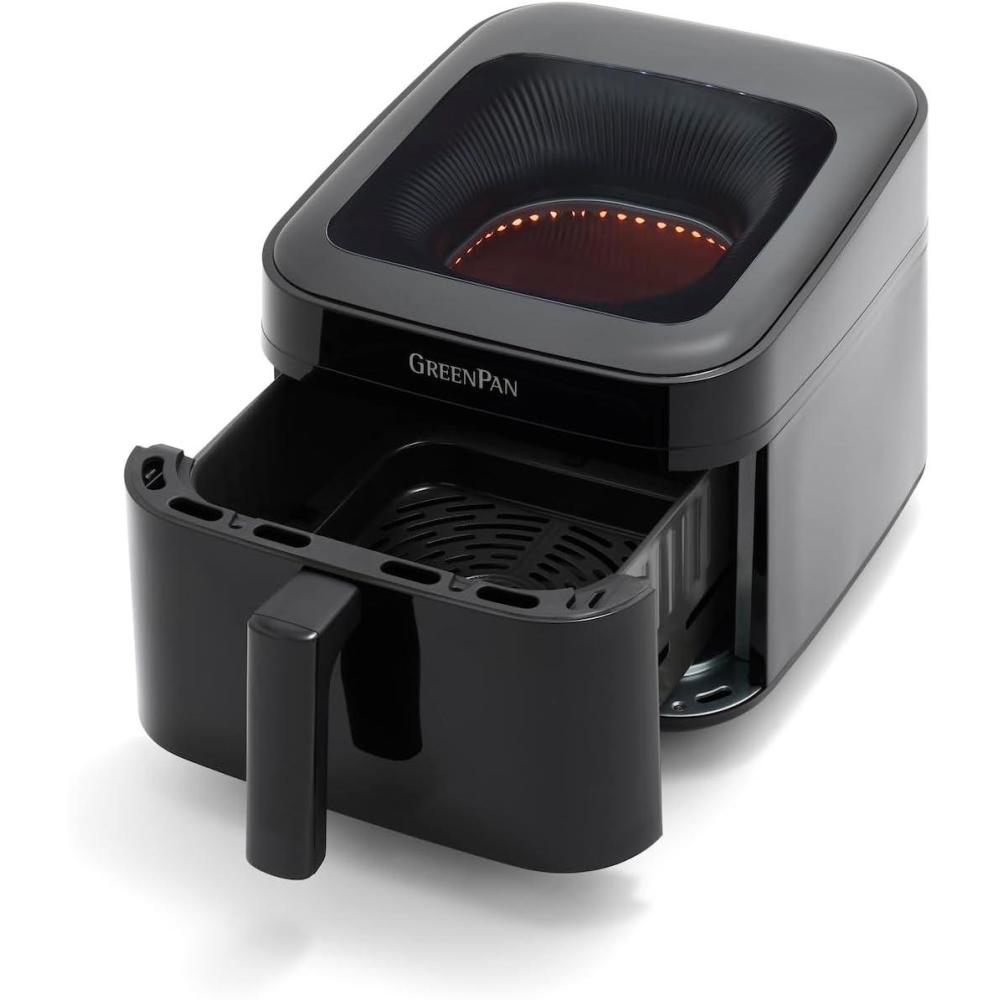 GreenPan Cyclone 7QT 12-in-1 Air Fryer, XL Easy View Window, 400 °F in 4 Seconds, Digital Touch Screen Presets, Ceramic Nonstick PFAS-Free Basket, Shake Reminder, Adjustable Temp & Time Control