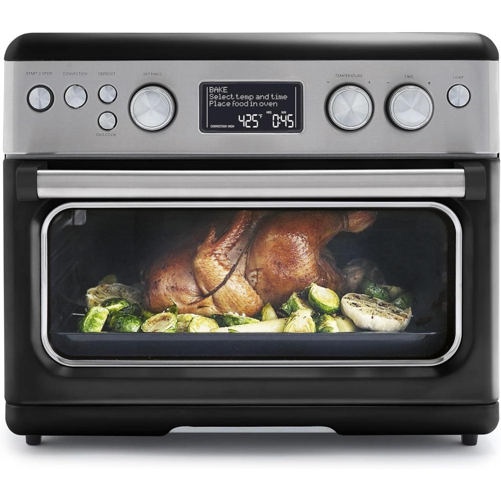 GreenPan 13-in-1 Elite Countertop Convection Oven & Air Fryer, PFAS-Free Ceramic Tray & Pizza Pan, Adjustable Racks, Multifunction Presets, Toaster, Bake, Broil, Roast, Proof, Dehydrate, Oxford Blue(Black)