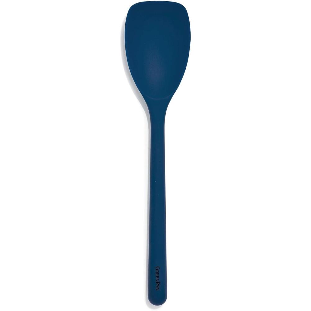 GreenPan Silicone Slotted Spoon, Cooking Kitchen Utensil, Mixing Stirring Serving, Flexible Rubber Nonstick Cookware, Rigid Steel Core Heat-Resistant, Anti-Slip Handle, BPA-Free, Dishwasher Safe, Red(Navy)