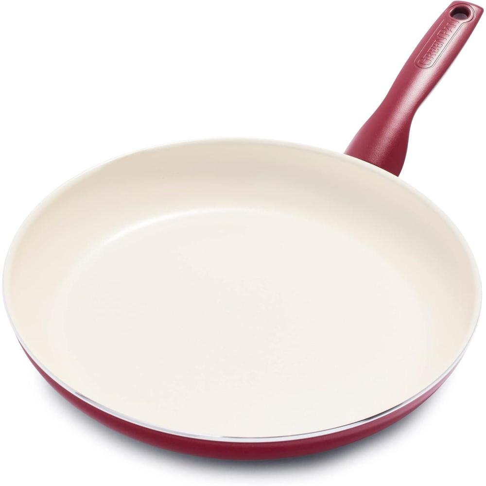 GreenPan Rio Healthy Ceramic Nonstick 10″ Frying Pan Skillet, PFAS-Free, Dishwasher Safe, Turquoise(Red)