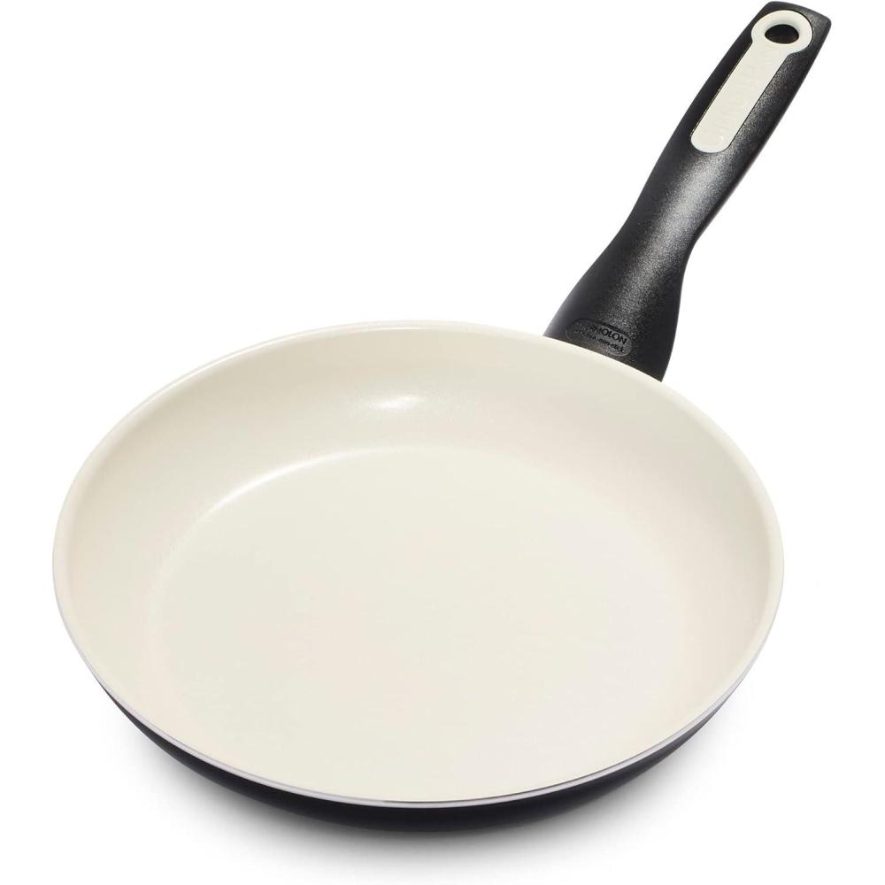 GreenPan Rio Healthy Ceramic Nonstick 8″ Frying Pan Skillet and Silicone Spatula Set, Soft Grip Handle, Breaktfast Meal Set, PFAS-Free, Dishwasher Safe, Oven Safe, Oxford Blue(Black)