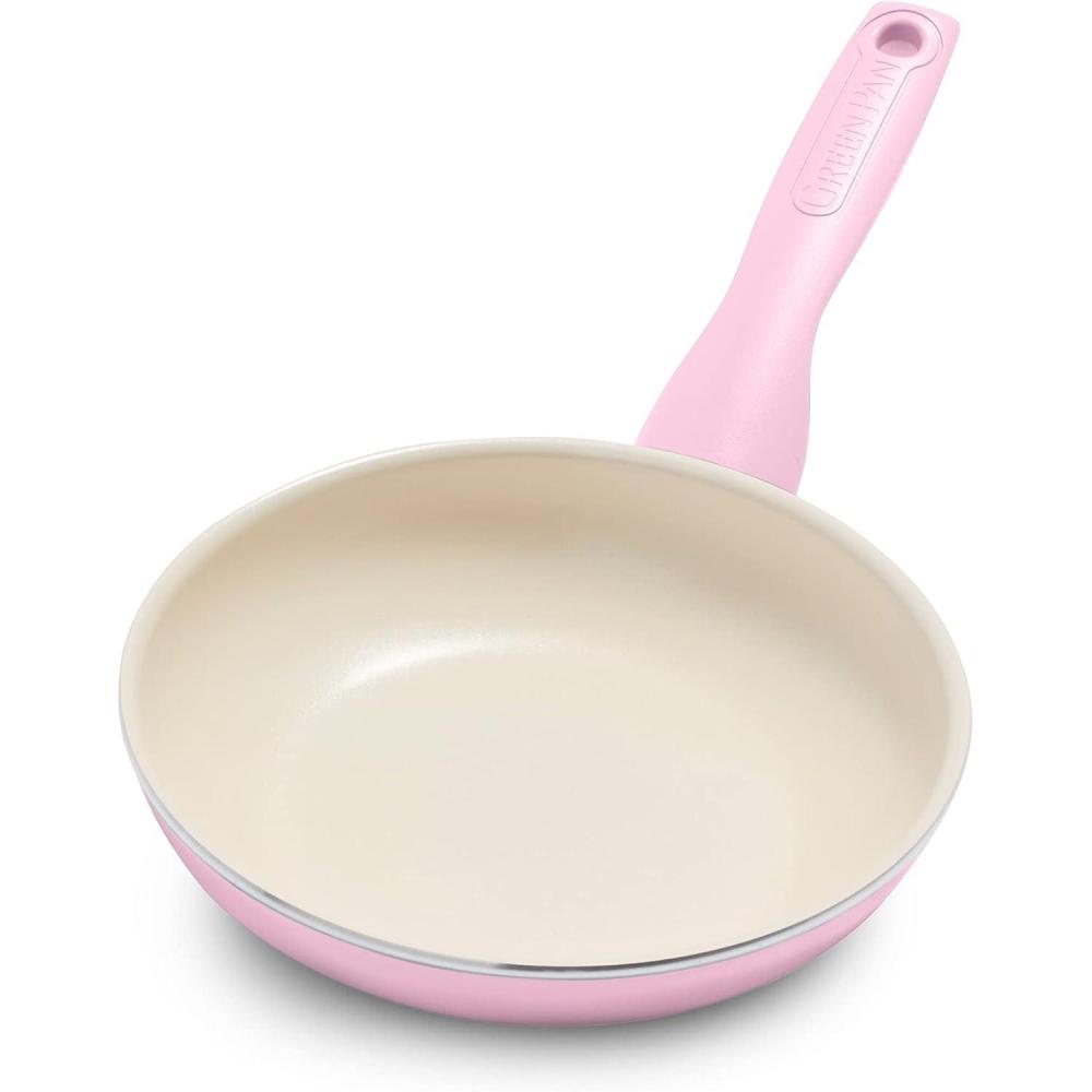 GreenPan Rio Healthy Ceramic Nonstick 8″ Frying Pan Skillet and Silicone Spatula Set, Soft Grip Handle, Breaktfast Meal Set, PFAS-Free, Dishwasher Safe, Oven Safe, Oxford Blue(Pink)