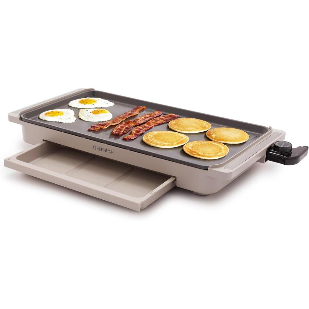 GreenPan Advanced 12 X 15 Electric Skillet with Lid, 7QT Capacity for Family Meals, Healthy Ceramic Nonstick PFAS-Free Coating, Fry, Sauté, Steam, Simmer, Sear, Stir Fry, Dishwasher Safe, Clay(Clay)