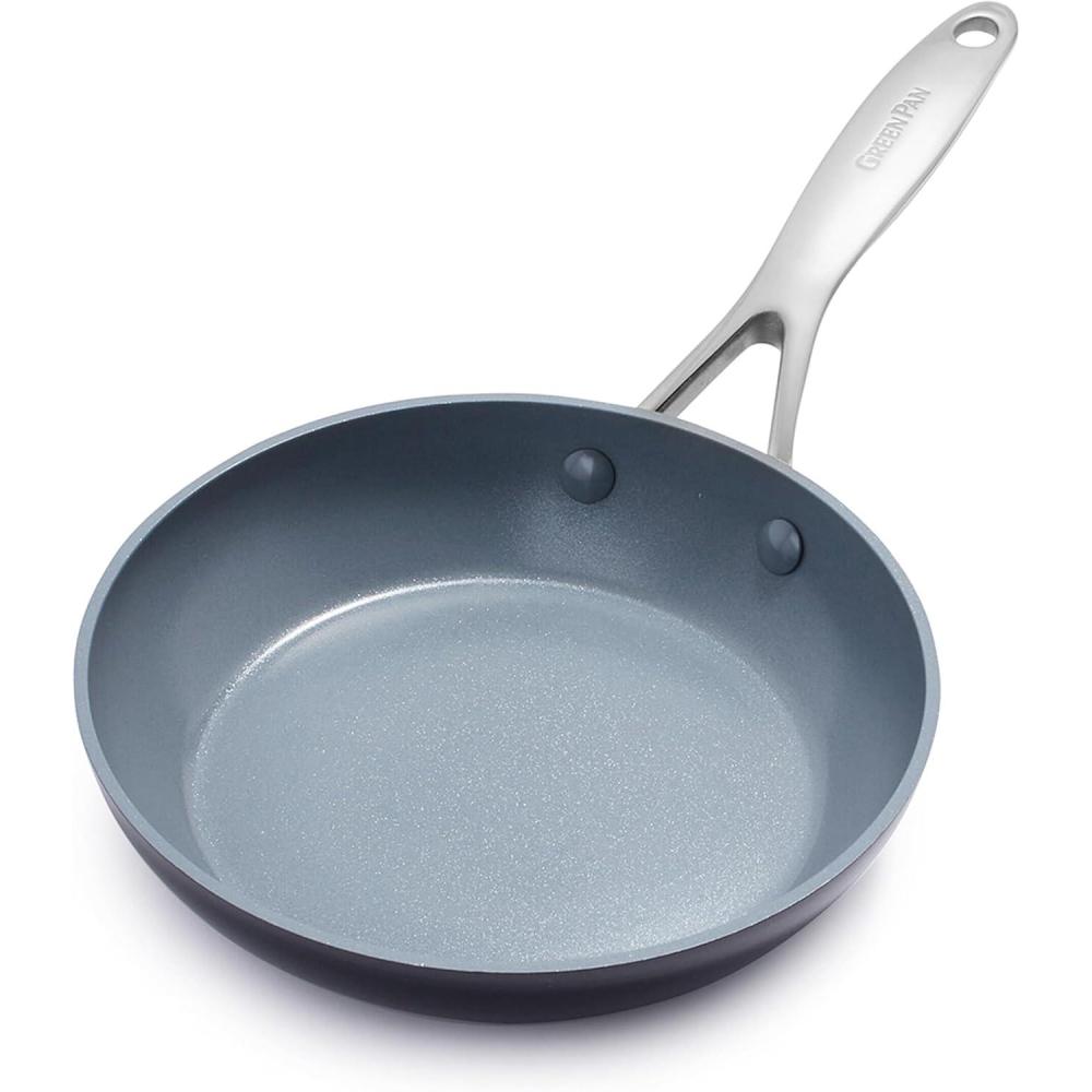 GreenPan Valencia Pro Hard Anodized Healthy Ceramic Nonstick 10″ Frying Pan Skillet with Lid, PFAS-Free Cookware, Stainless Steel Handle, Induction Suitable, Dishwasher Safe, Oven Safe, Gray(Gray)