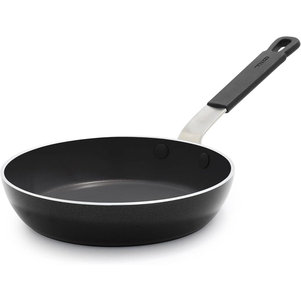 GreenPan x Bobby Flay 2 Piece- 8 and 10 Nonstick Frying Pan Skillet Set, PFAS-Free Diamond Ceramic, Induction Suitable, Stay-Cool Silicone Handle, Easy Clean Dishwasher & Oven Safe, Cream(Black)