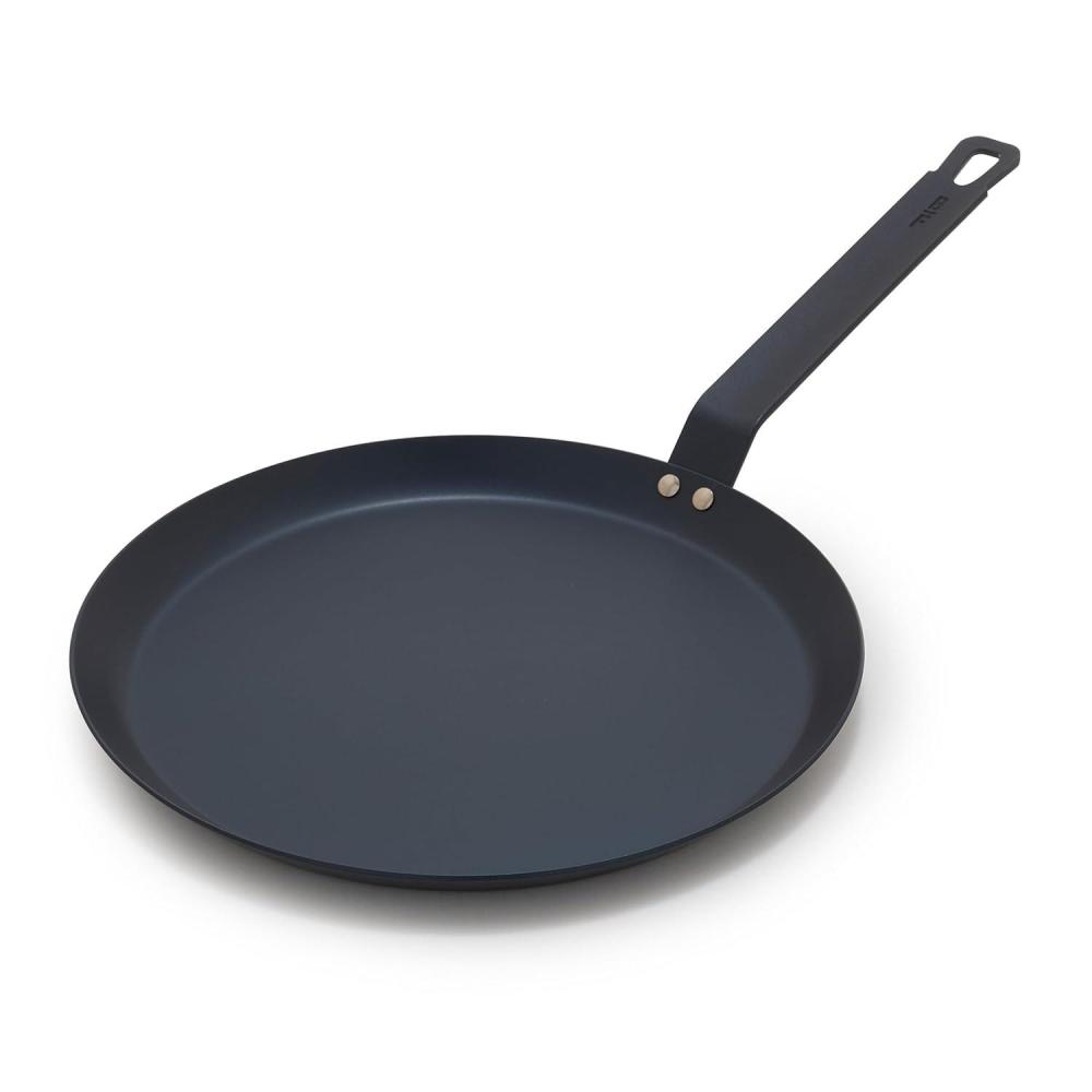 GreenPan x Bobby Flay 11″ Carbon Steel Crepe Pan, Pre-Seasoned, Nontoxic, PFAS-Free, Induction Compatible, Pancake & Omelet Flat Griddle, High-Heat & Oven Safe Cookware, Cast Iron Alternative(Black)
