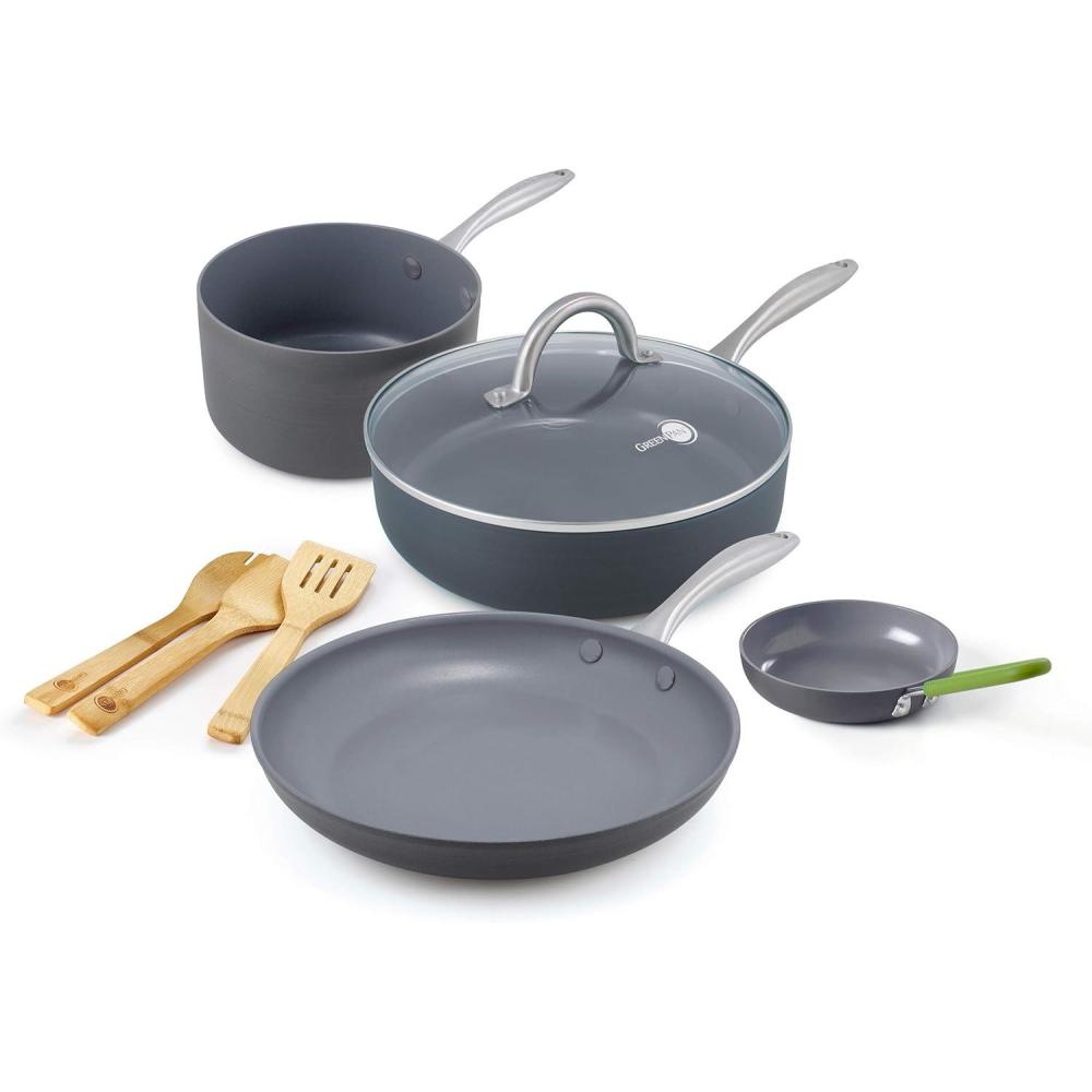 GreenPan Lima Hard Anodized Healthy Ceramic Nonstick 12 Piece Cookware Pots and Pans Set, PFAS-Free, Oven Safe, Gray(8 Piece Cookware Pots and Pans Set)