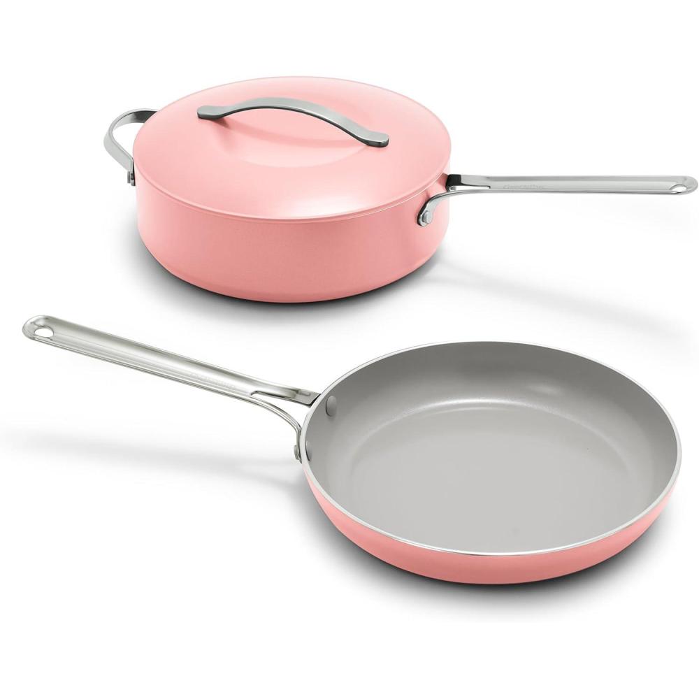 GreenPan Nova 10-Piece Cookware Pots & Pans Set, Oprah’s Favorite Things 2024, PFAS-Free Ceramic Nonstick, Fry, Sauté, Stockpot, Utensils, Lids, Induction Suitable, Dishwasher & Oven Safe, Deep Teal(Coral)