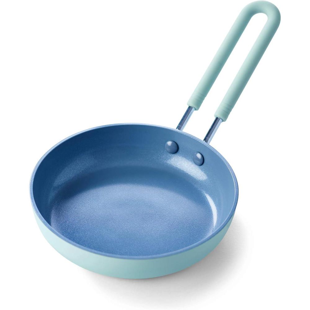 GreenPan Mini Healthy Ceramic Nonstick, 5″ Round Egg Pan, PFAS-Free, Dishwasher Safe, Stay Cool Handle, Pink(Mint Green)