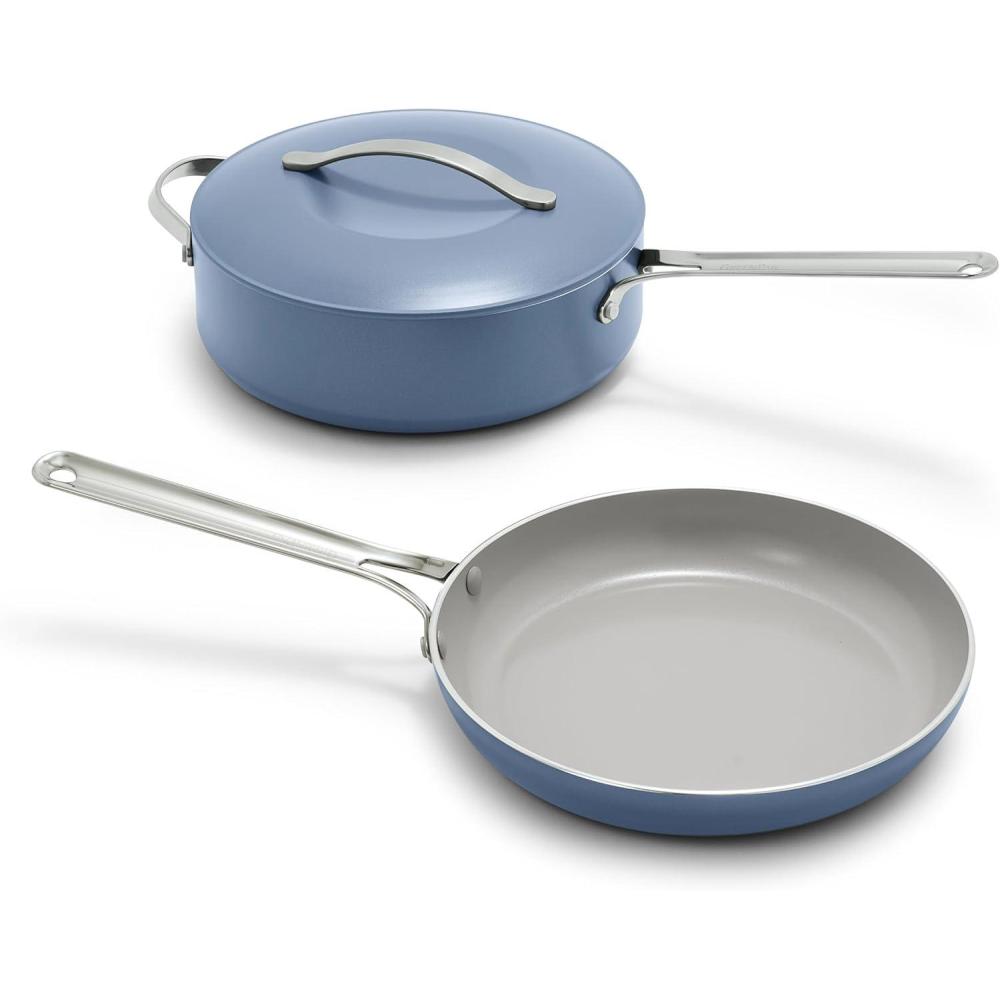 GreenPan Nova 10-Piece Cookware Pots & Pans Set, Oprah’s Favorite Things 2024, PFAS-Free Ceramic Nonstick, Fry, Sauté, Stockpot, Utensils, Lids, Induction Suitable, Dishwasher & Oven Safe, Deep Teal(Ocean Blue)