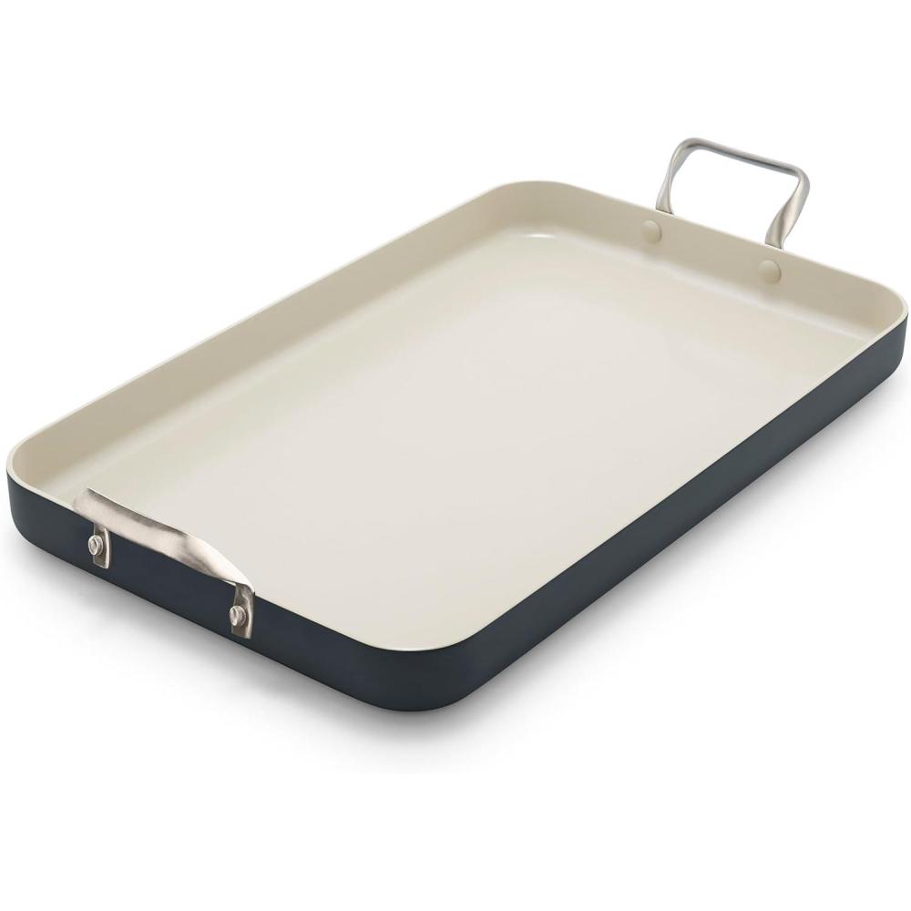 GreenPan 18″ x 11″ Double Burner Griddle Pan, Hard Anodized Healthy Ceramic Nonstick PFAS-Free, Stainless Steel Handles, Stovetop Cooking, Dishwasher Safe, Oven & Broiler Safe Cookware, Black(Black)
