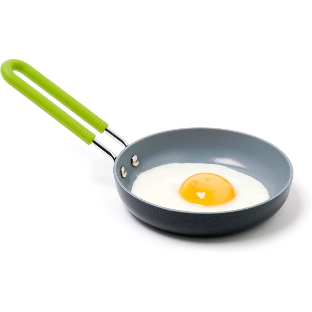 GreenPan Mini Healthy Ceramic Nonstick, 5″ Round Egg Pan, PFAS-Free, Dishwasher Safe, Stay Cool Handle, Pink(Black)