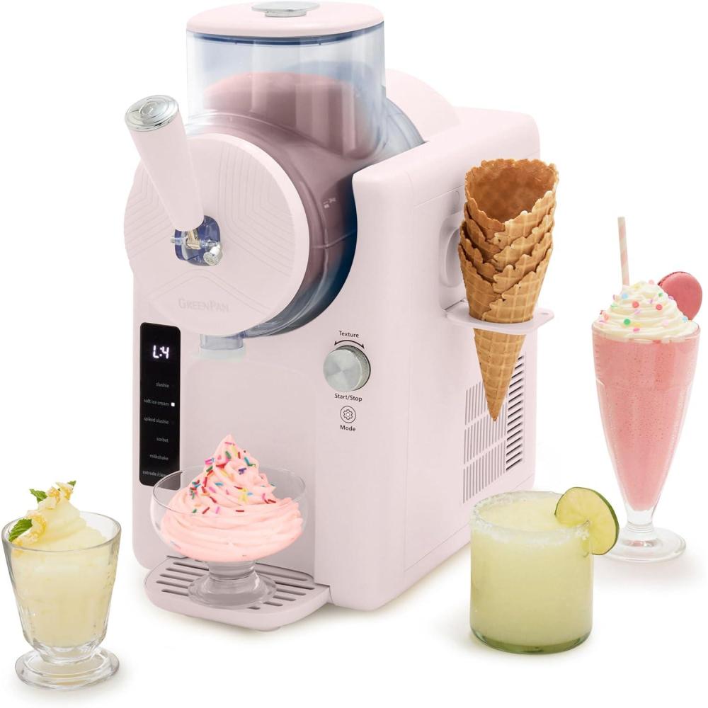 GreenPan Frost Ice Cream & Frozen Drink Recipe Book, 65+ Recipes, Quick Easy Tips, Slushies, Soft Serve, Sorbet, Margaritas, Milkshakes, Frozen Yogurt, Hardcover(Strawberry Pink)