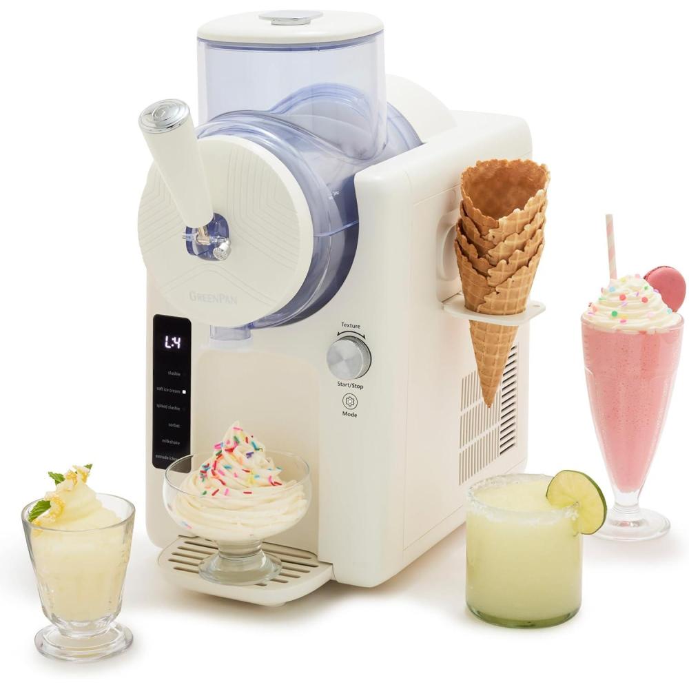 GreenPan Frost Ice Cream & Frozen Drink Recipe Book, 65+ Recipes, Quick Easy Tips, Slushies, Soft Serve, Sorbet, Margaritas, Milkshakes, Frozen Yogurt, Hardcover(Cream White)