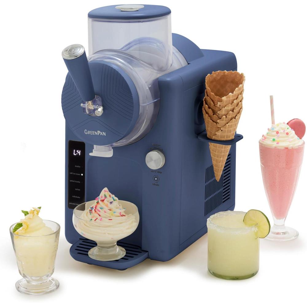GreenPan Frost Ice Cream & Frozen Drink Recipe Book, 65+ Recipes, Quick Easy Tips, Slushies, Soft Serve, Sorbet, Margaritas, Milkshakes, Frozen Yogurt, Hardcover(Berry Blue)